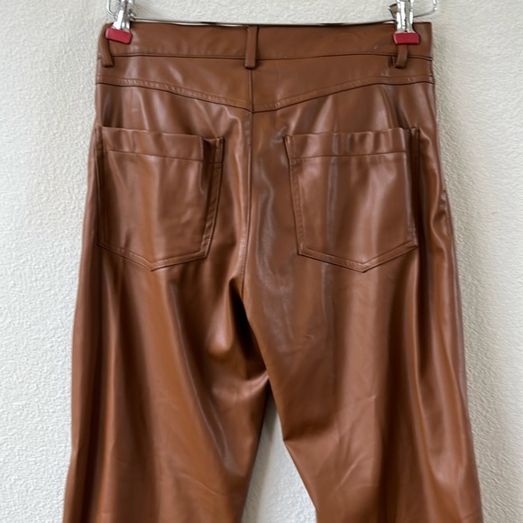 Zara camel brown vegan leather high waisted pants - Picture 4 of 10